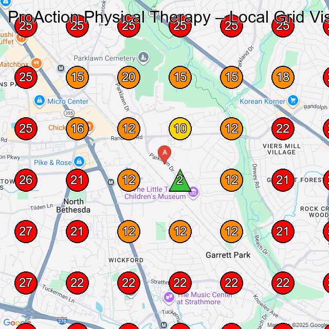 ProAction Physical Therapy GeoGrid visibility map for Physical Therapy Clinic in The